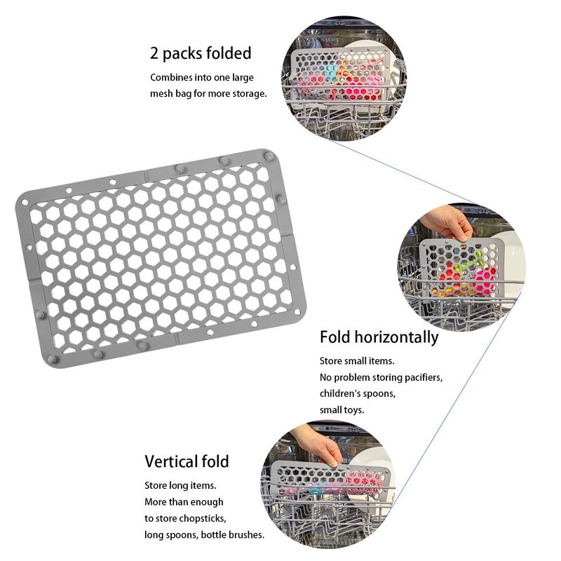 REVEX Silicone Dishwasher Bag,Dishwasher Basket for Baby Items,Baby Bottle Dishwasher Baskets with Adjustable Sizing for Small Parts,Nipples,Pacifiers and Toy Accessories.(Grey),11.8" x 7.9" - Image 5